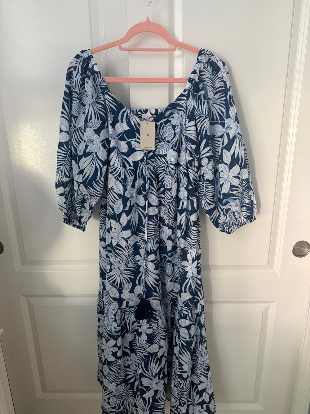Tommy Bahama Navy and White Tropical Maxi Dress